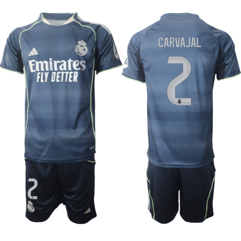Men 2025-2026 Club Real Madrid away Blue 2 Soccer Jersey